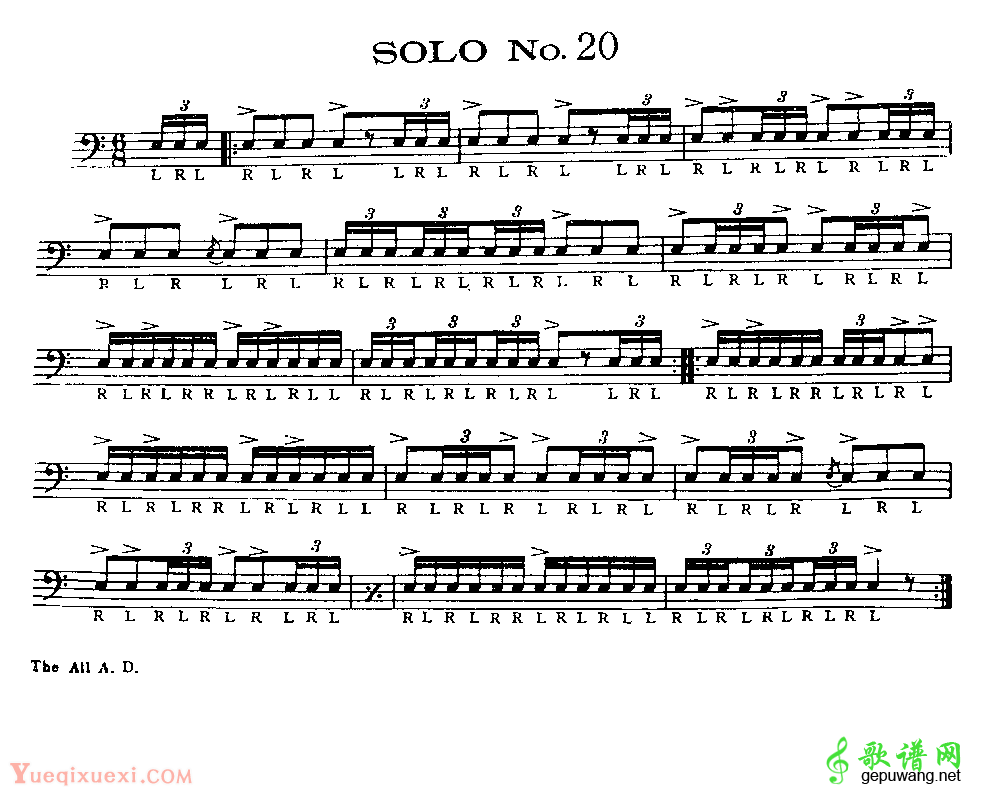 美国军鼓150条精华SOLO系列之《SOLO No.20》