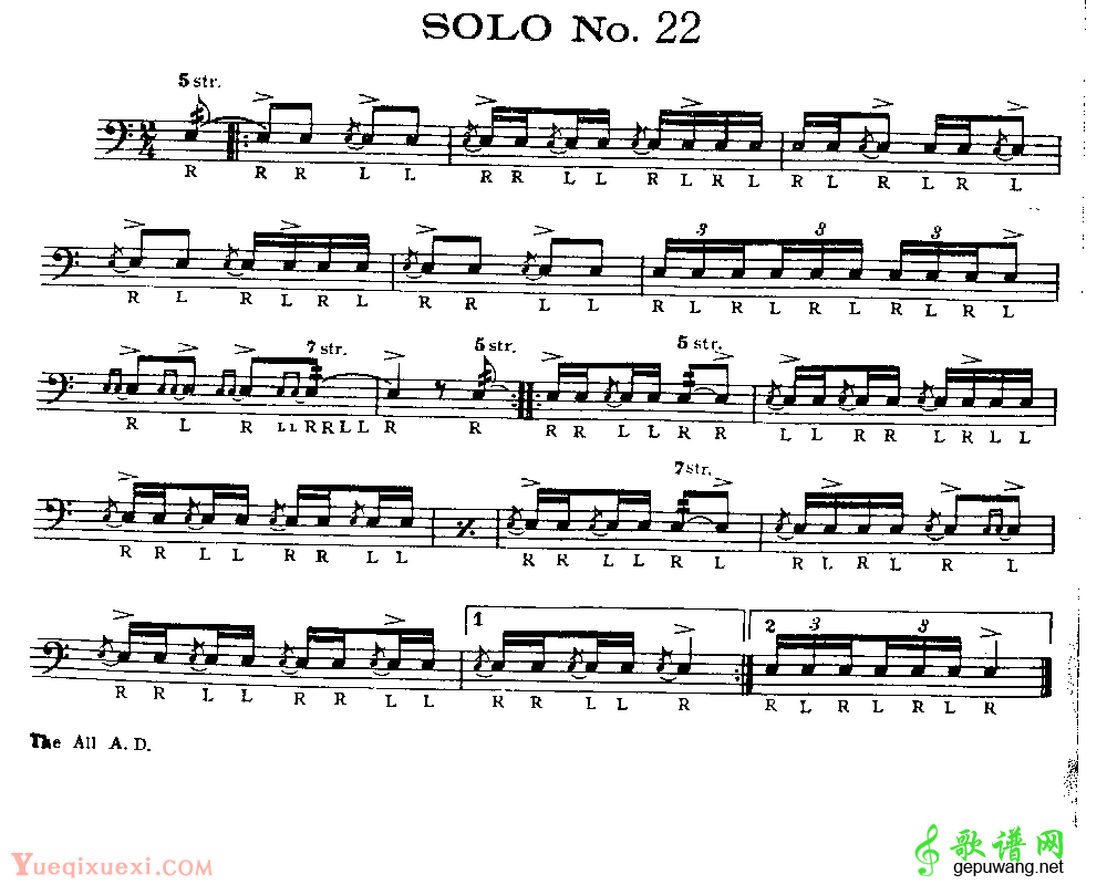 美国军鼓150条精华SOLO系列之《SOLO No.22》