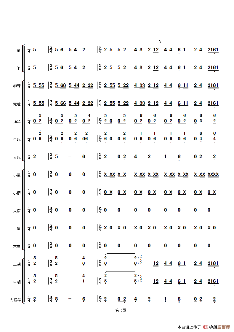 金蛇狂舞（民乐小合奏总谱）