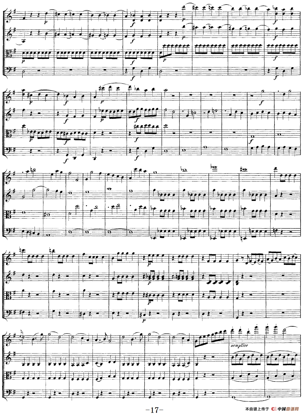 Mozart《Quartet No.14 in G Major,K.387》（总谱）