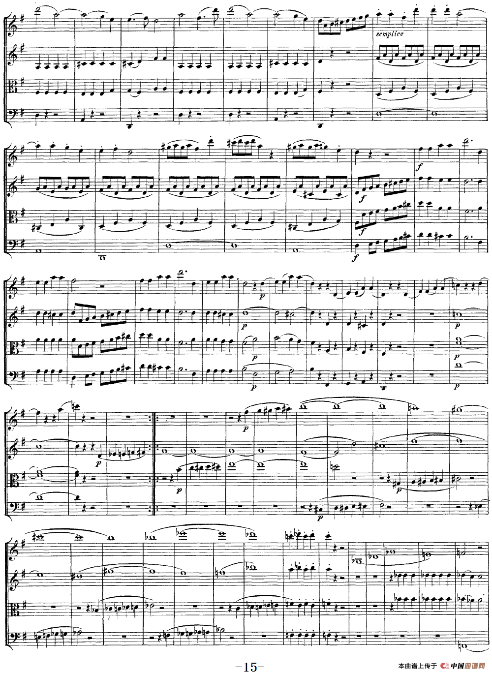 Mozart《Quartet No.14 in G Major,K.387》（总谱）