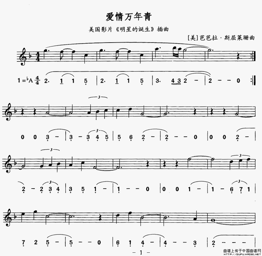 爱情万年青（美国影片《明星的诞生》插曲）（