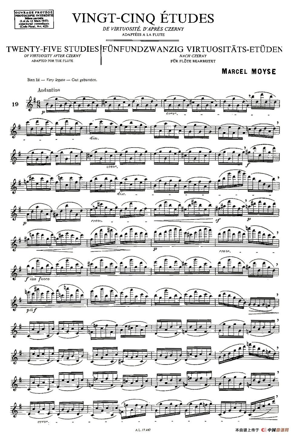 Moyse - 25 Studies after Czerny flute 之19（25首改编自车