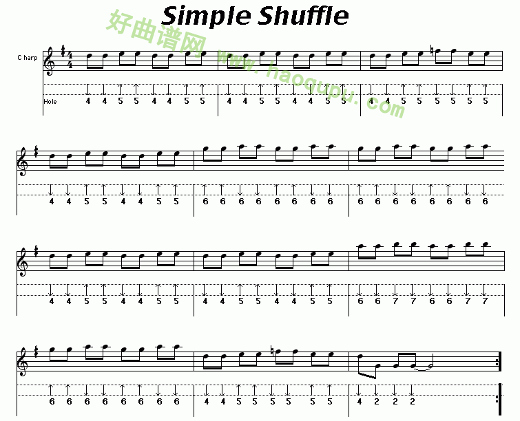 《Simple Shuffle》（布鲁斯）口琴简谱