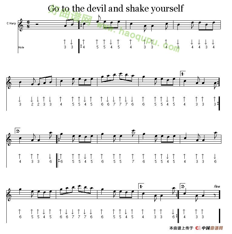 《Go tu the deviland shake yourself》（布鲁斯）口琴简谱