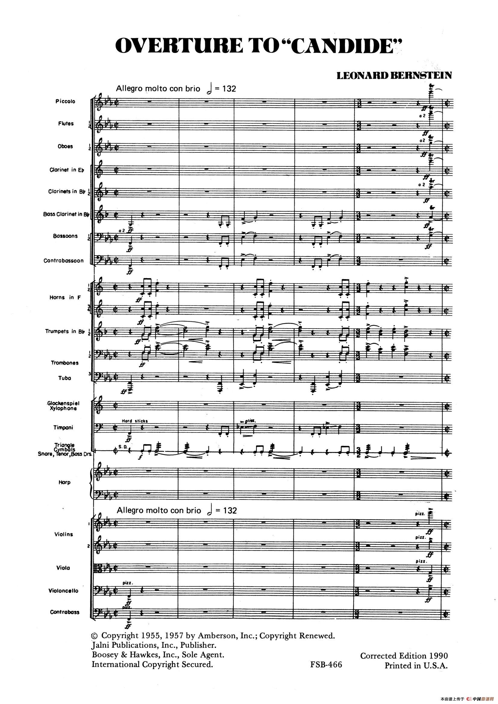 OVERTURE TO CANDIDE（《坎迪德》序曲）（交响乐总谱