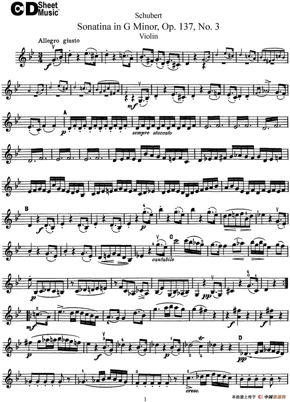 Violin Sonatina in G minor Op.137 No.3