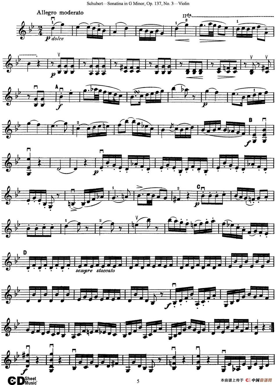 Violin Sonatina in G minor Op.137 No.3