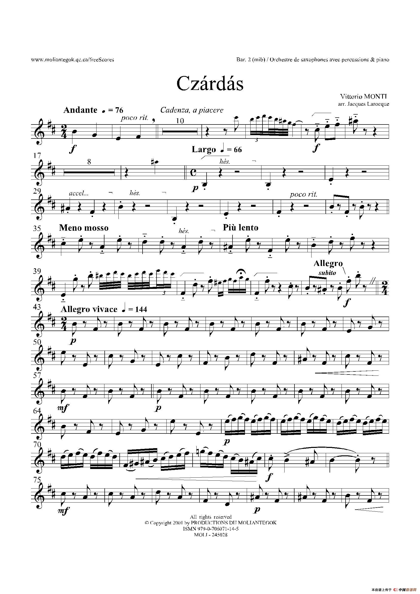 Czardas 查尔达斯（15重奏）（3支上低音萨克斯）