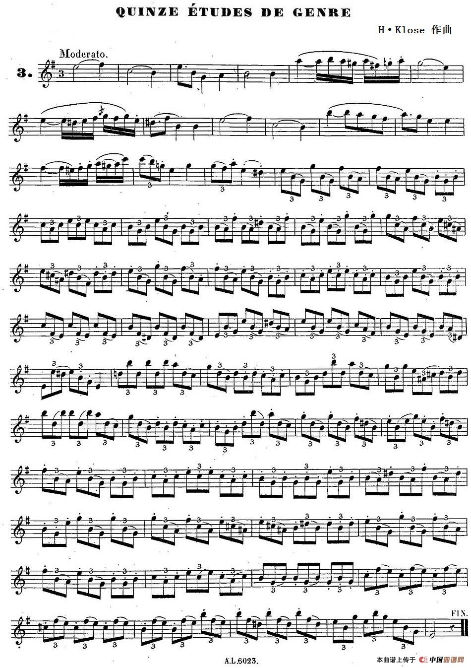 H·Klose练习曲（Quinze etudes de genre—3）