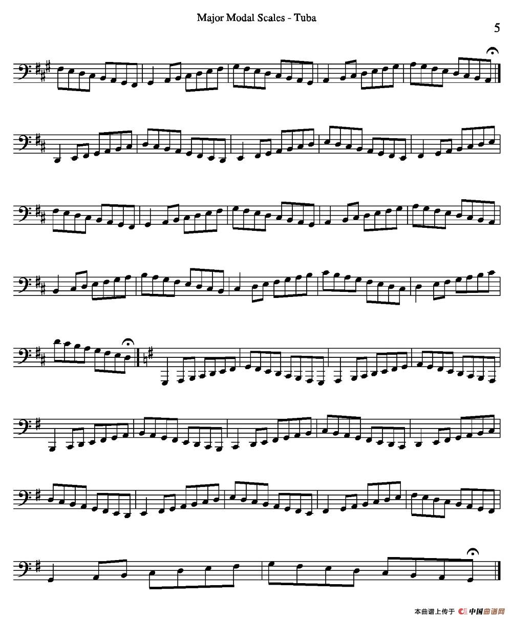 Major Modal Scales - Tuba（大号练习教材选曲）