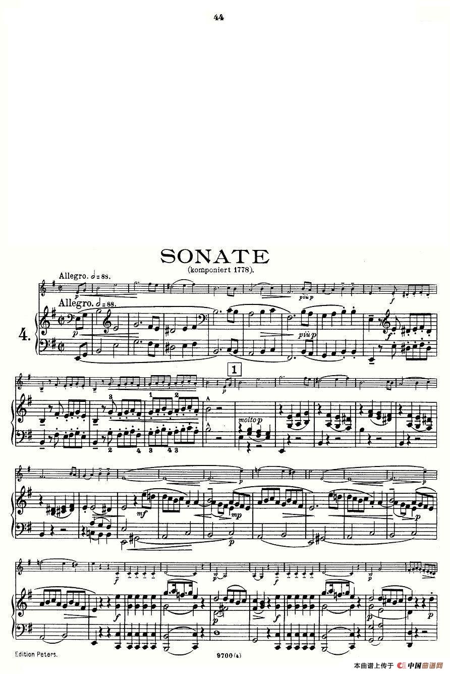 Mozart - Violin Sonata No.4, KV. 304（第四小提琴奏鸣曲