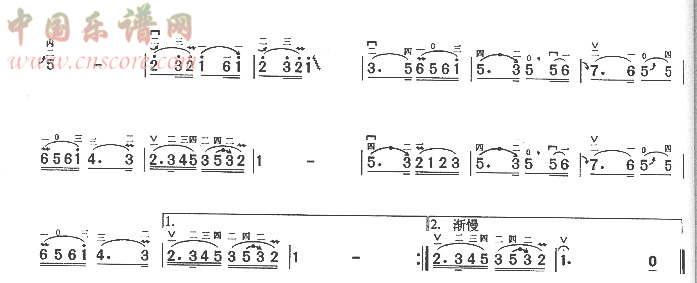 曲谱名：泉水叮咚响.放风筝二胡谱