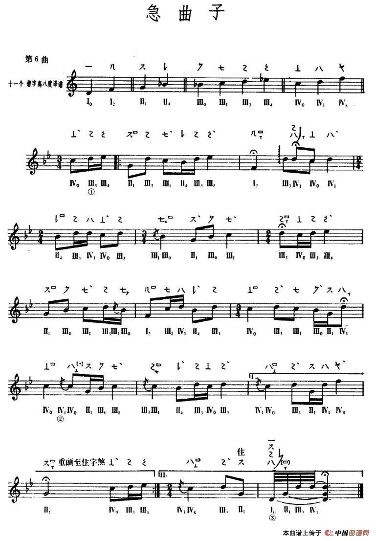 急曲子（敦煌琵琶曲谱 第6曲）
