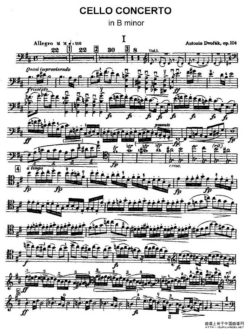 CELLO CONCERTO in B minor小提琴谱