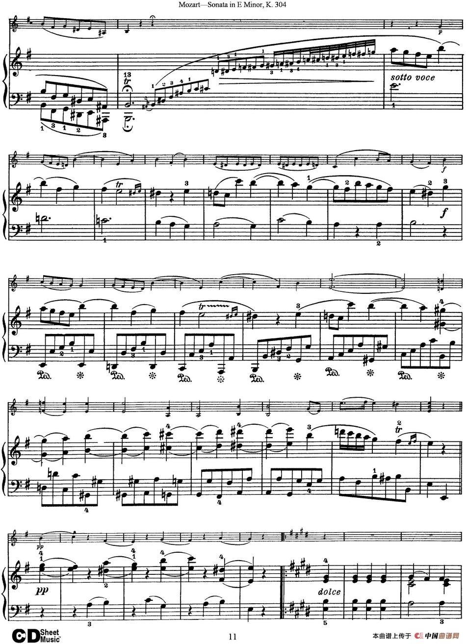 Violin Sonata in E Minor K.304（小提琴+钢琴伴奏）