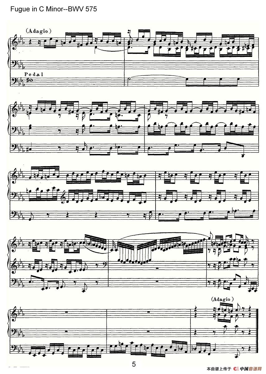 Fugue in C Minor--BWV 575（管风琴谱）