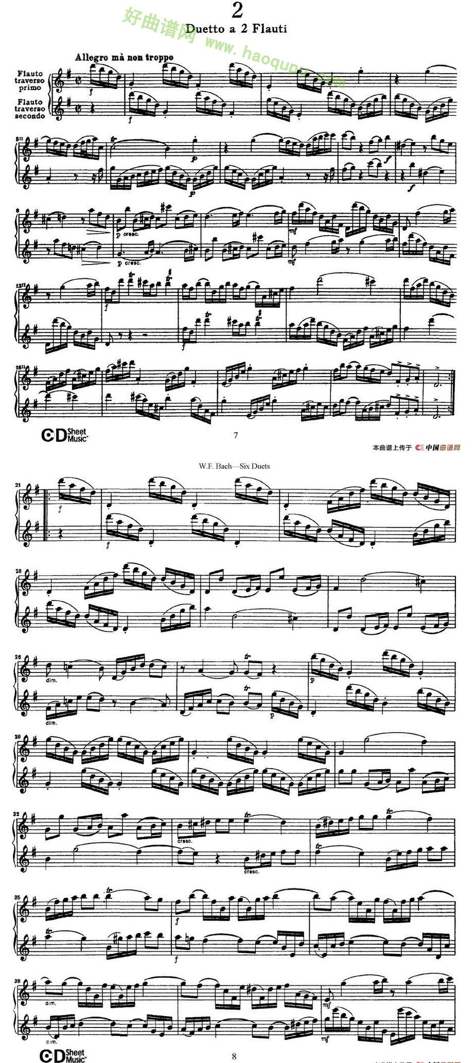 《Six Duets》（6首二重奏）（2）萨克斯简谱第2张