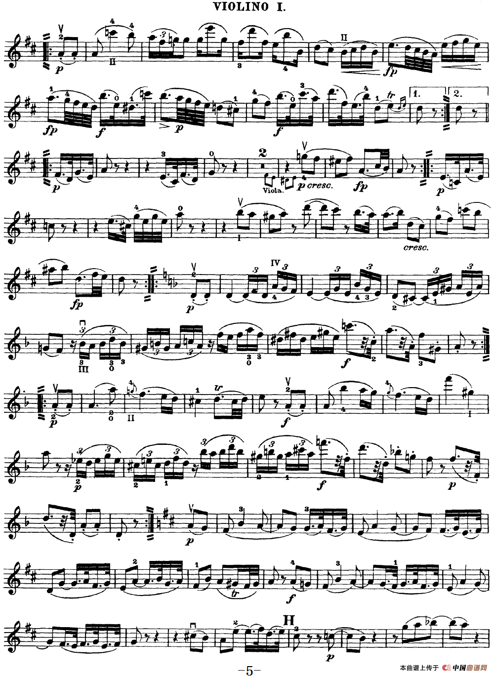 Mozart《Quartet No.18 in A Major,K.464》（Violin 1分谱）