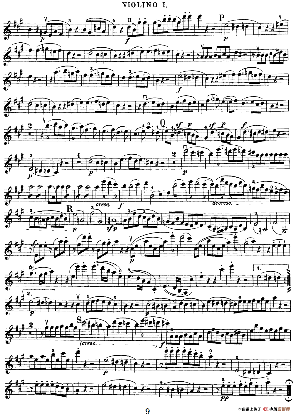 Mozart《Quartet No.18 in A Major,K.464》（Violin 1分谱）