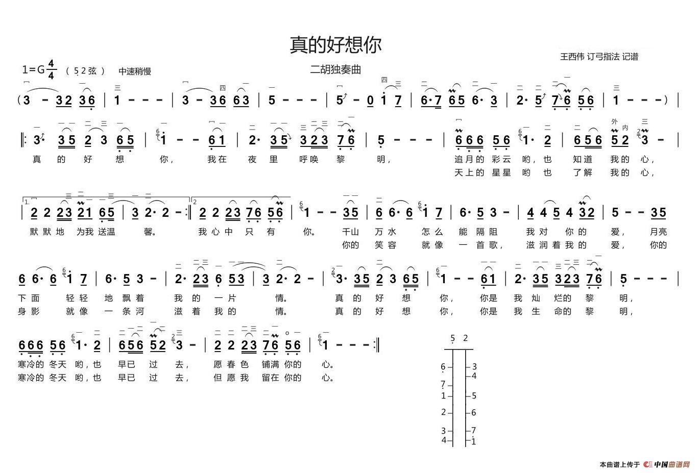 真的好想你（二胡独奏、带歌词版）