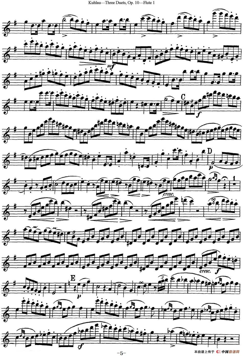 库劳长笛二重奏练习曲Op.10——Flute 1（No.1）