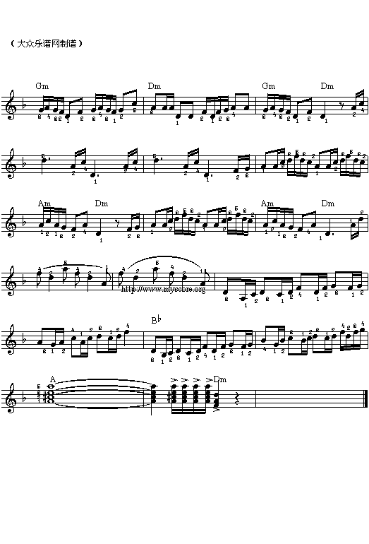 (026)赛马(五线谱)吉他谱