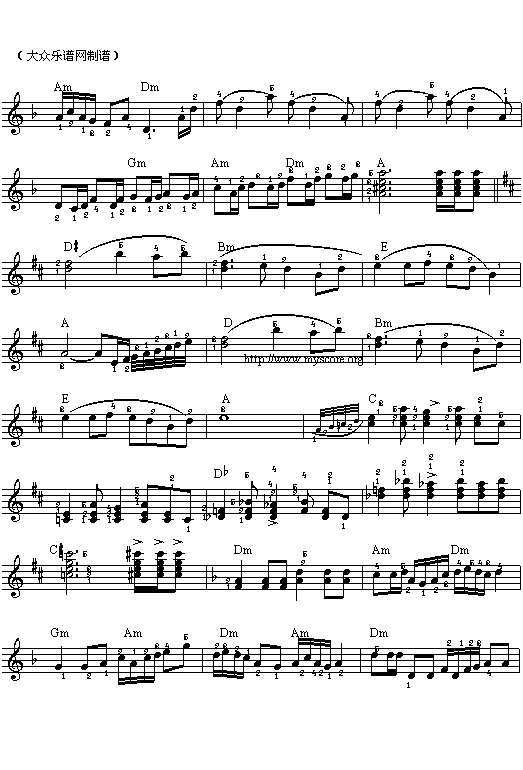 (026)赛马(五线谱)吉他谱