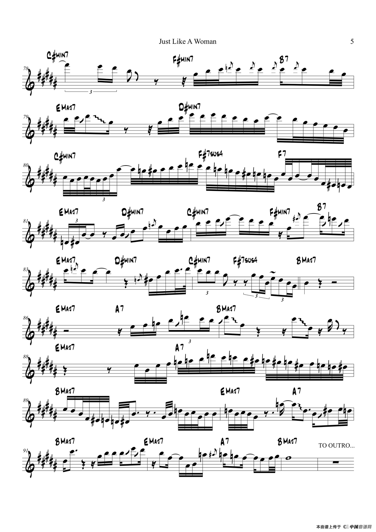 Just Like A Woman（中音萨克斯）
