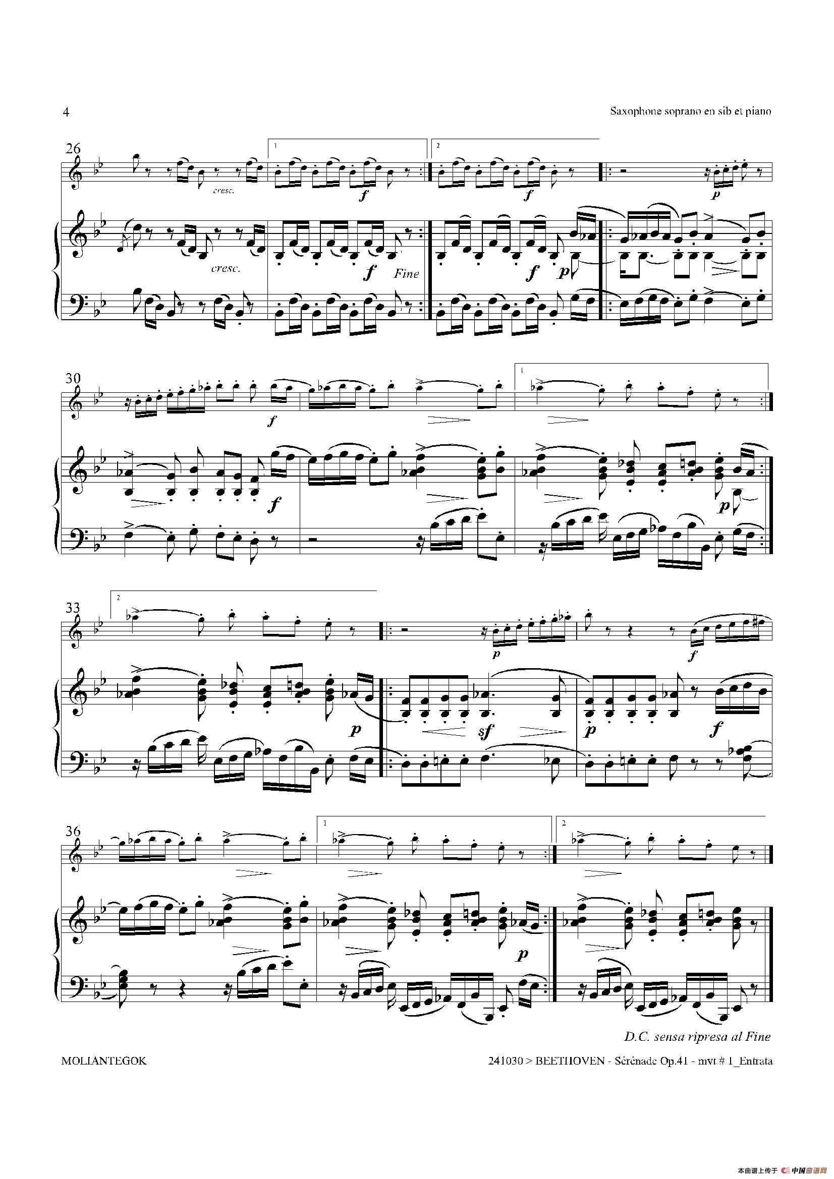 小夜曲 Op.41（高音萨克斯+钢琴伴奏）