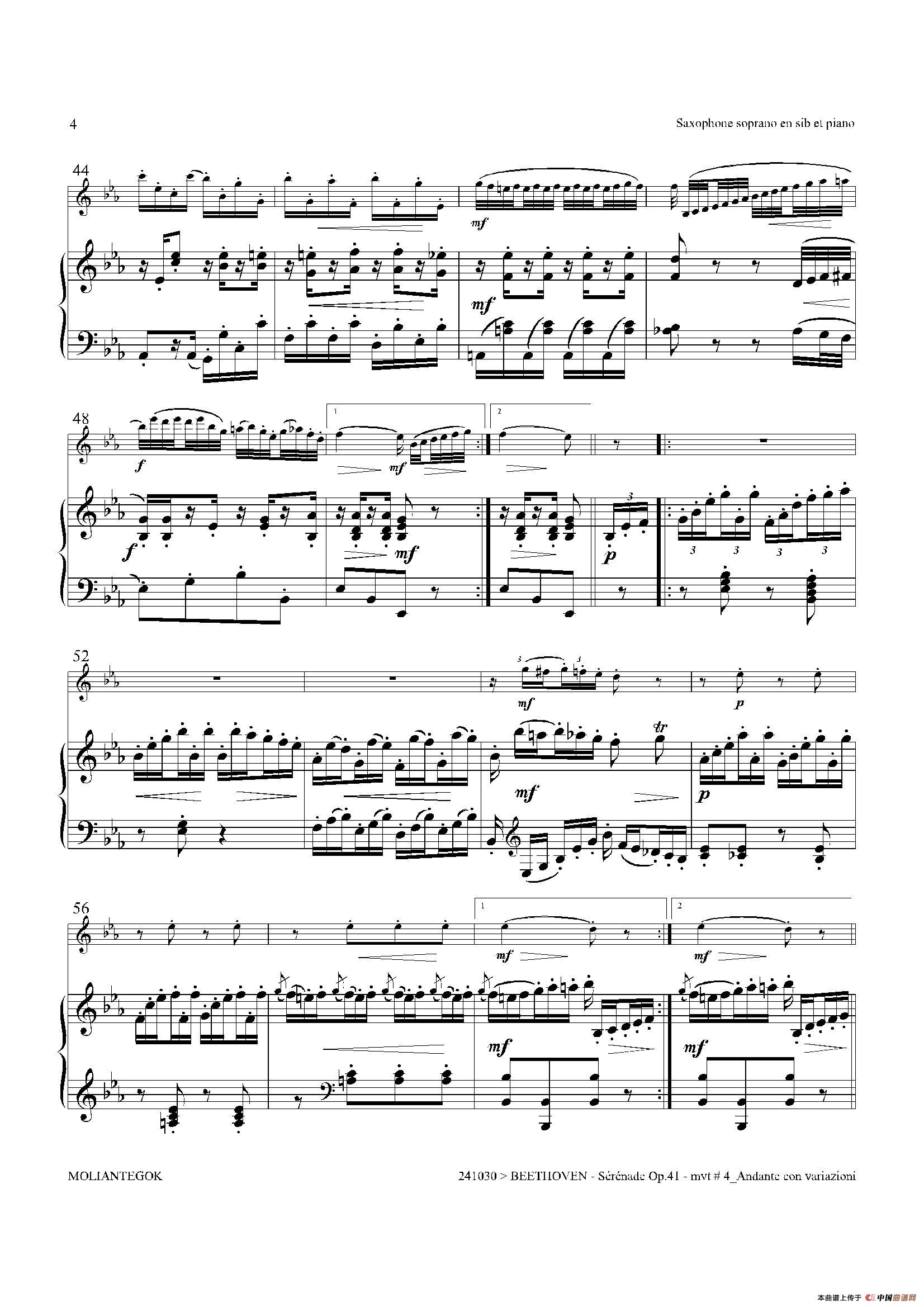 小夜曲 Op.41（高音萨克斯+钢琴伴奏）