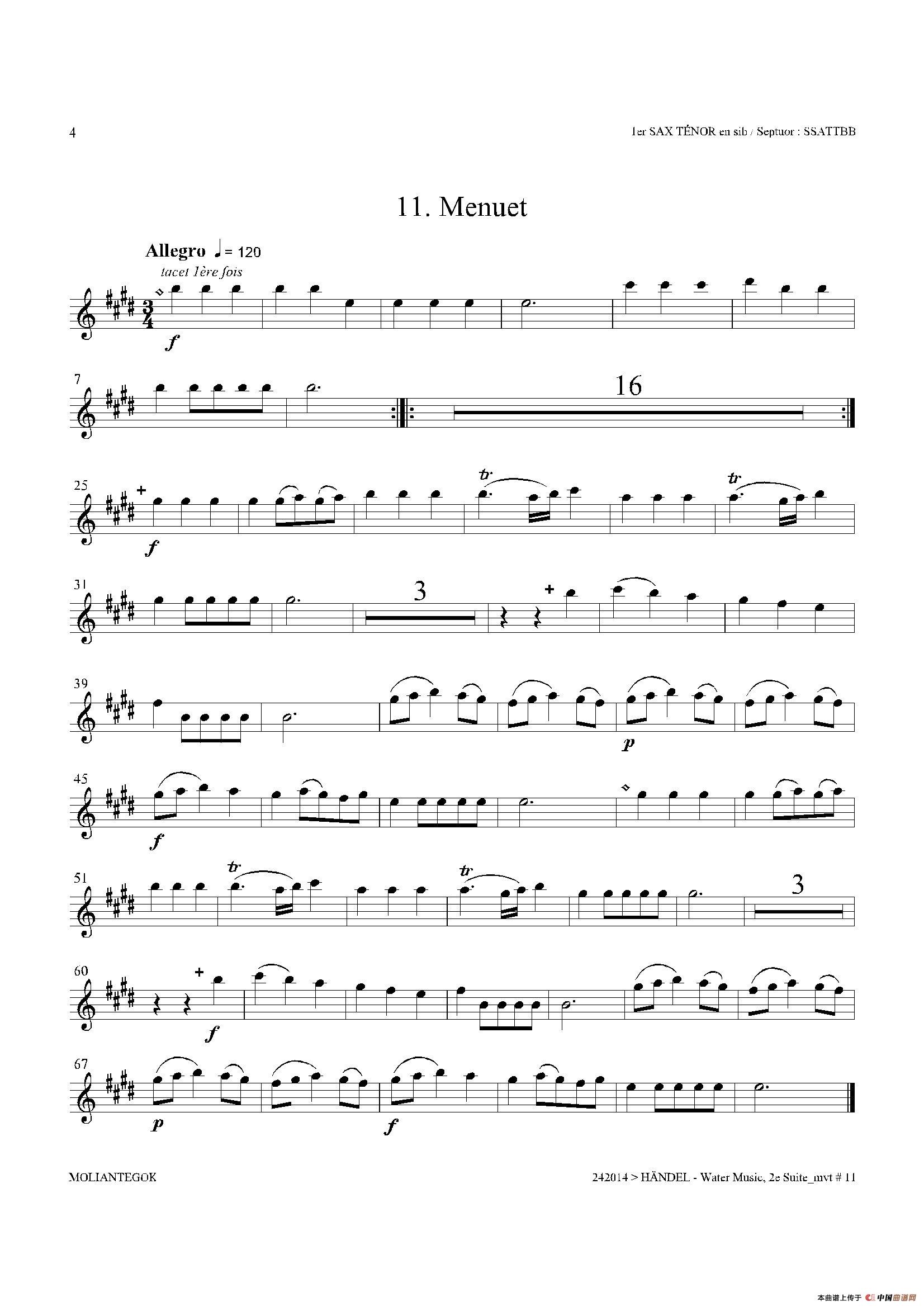 Water Music（HWV.349 No.2）（第一次中音萨克斯）