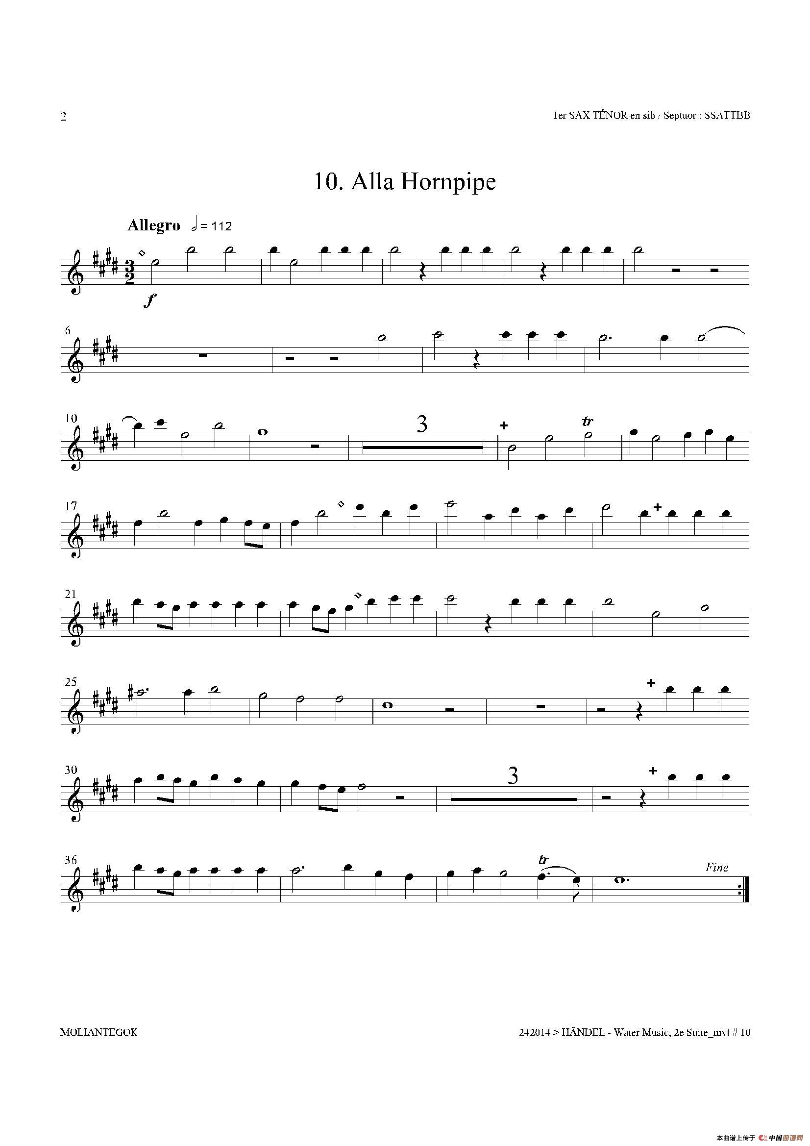 Water Music（HWV.349 No.2）（第一次中音萨克斯）