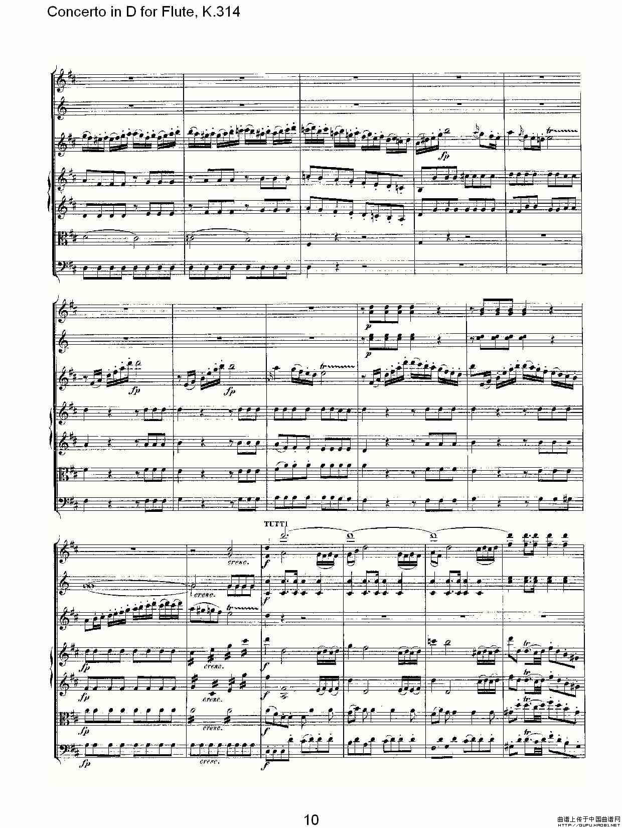 Concerto in（D调长笛协奏曲，K.314）长笛谱