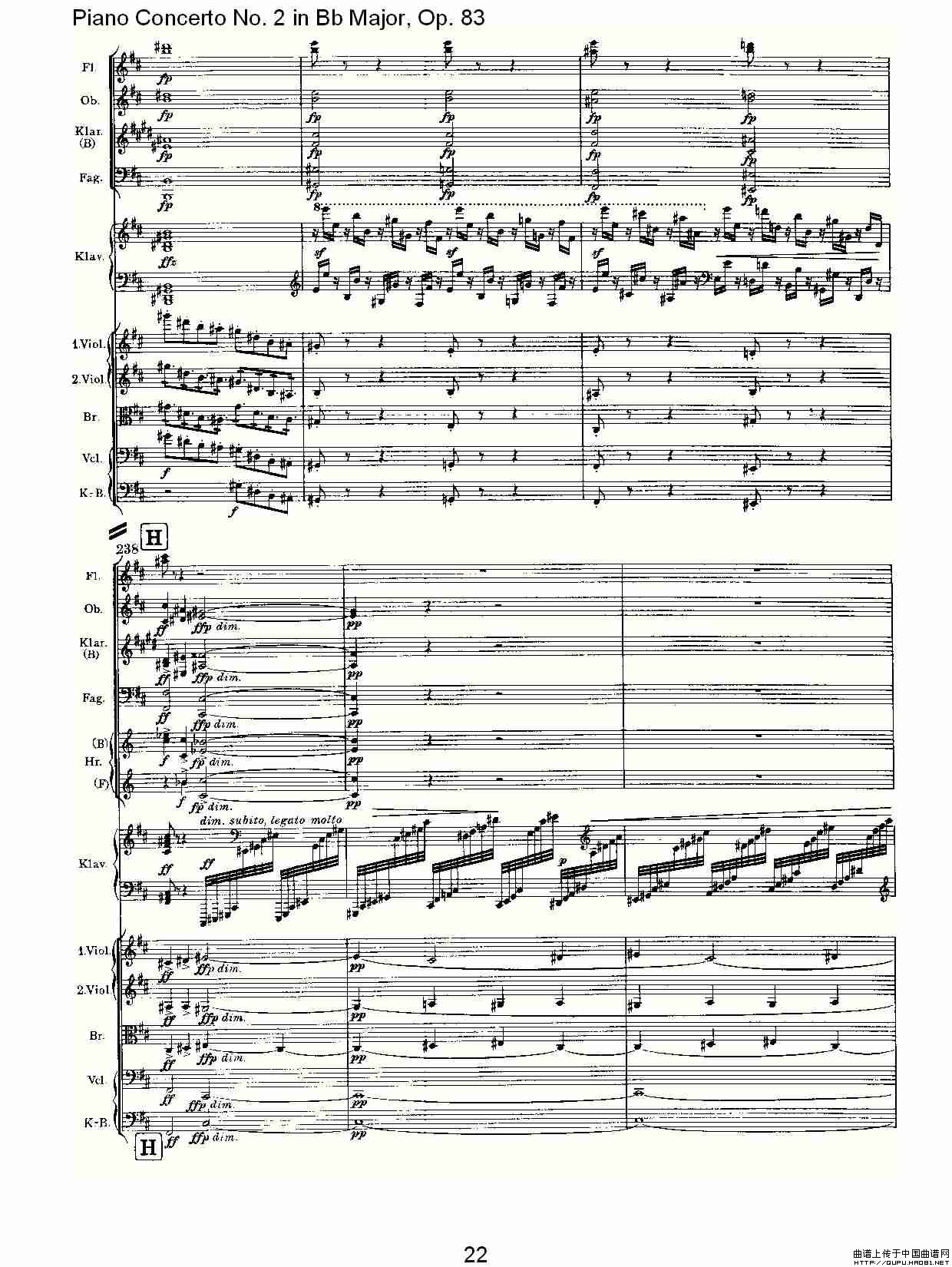 Bb大调钢琴第二协奏曲, Op.83第一乐章（一）