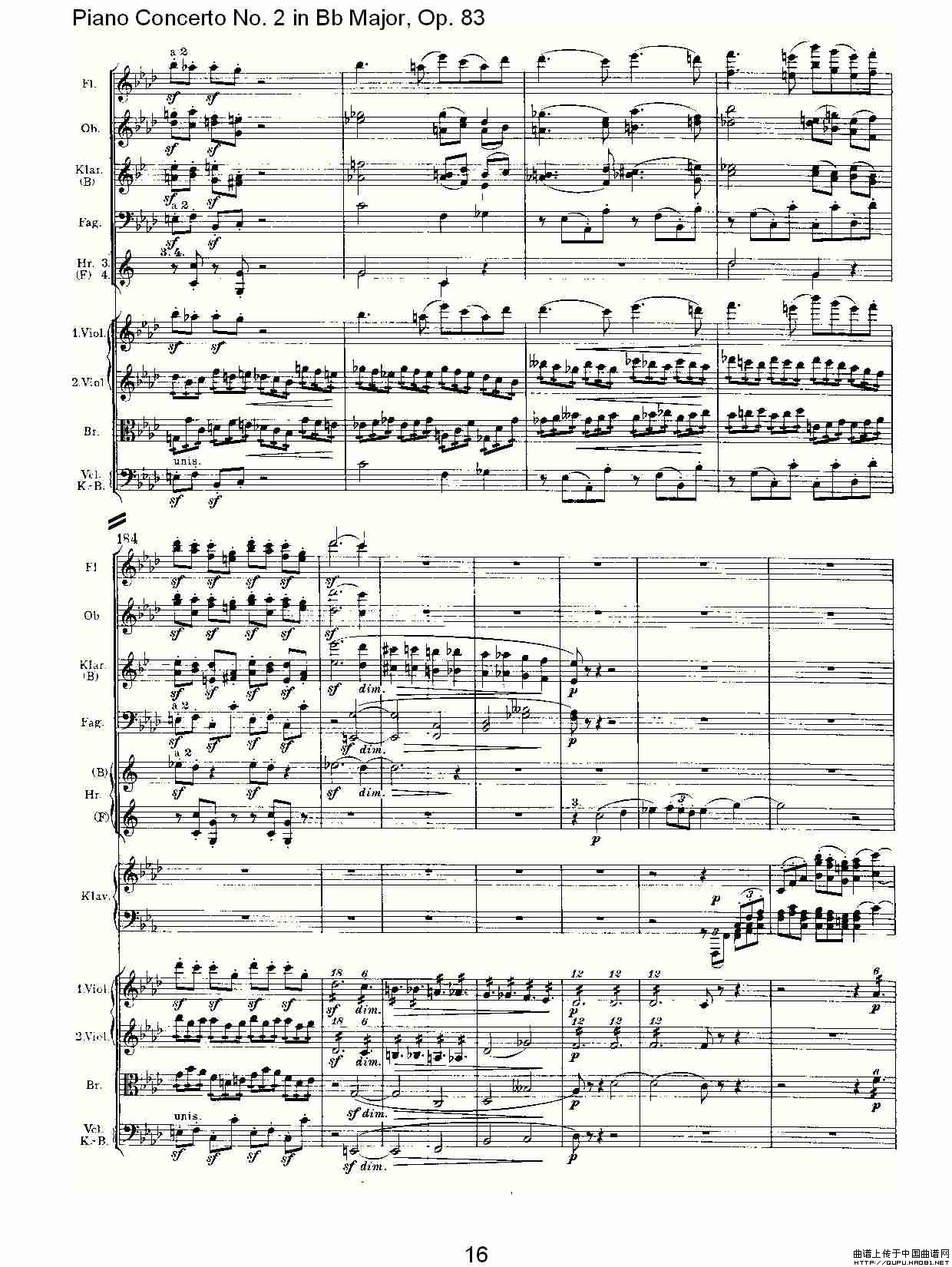 Bb大调钢琴第二协奏曲, Op.83第一乐章（一）