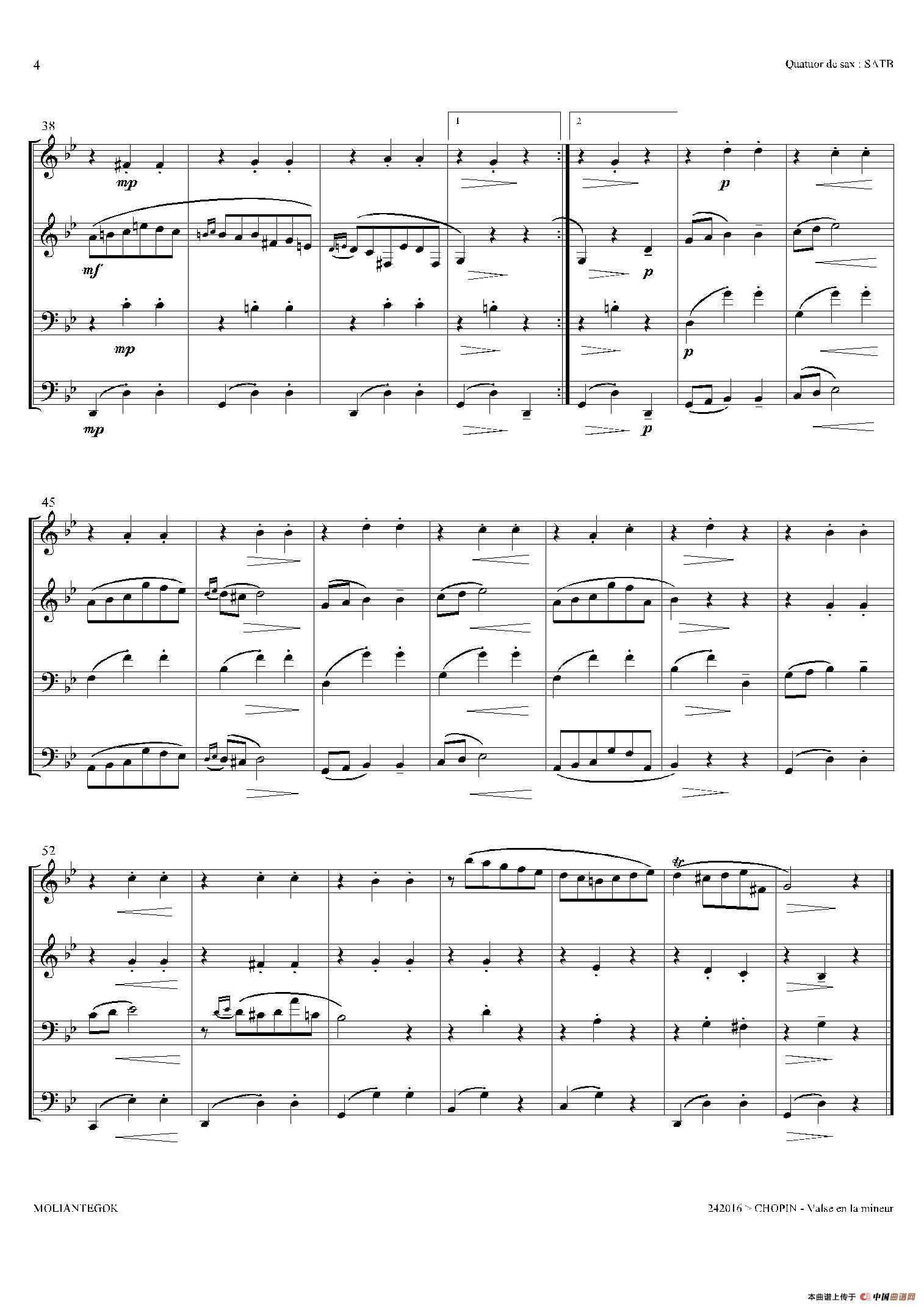 a小调圆舞曲 B.150（四重奏总谱）
