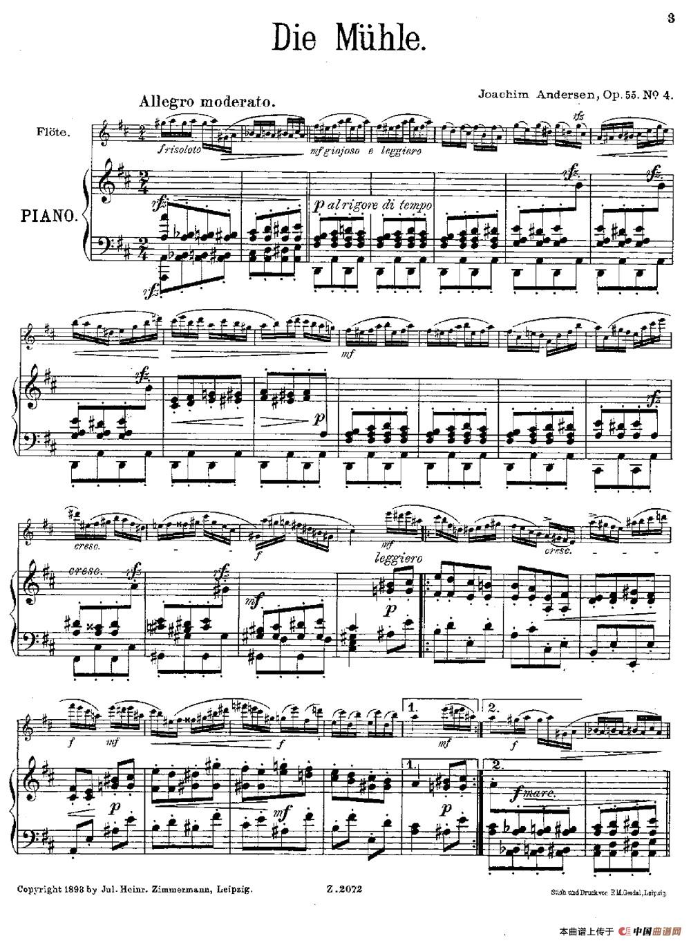 Die Mühle（Op.55 No.4）（长笛+钢琴伴奏）