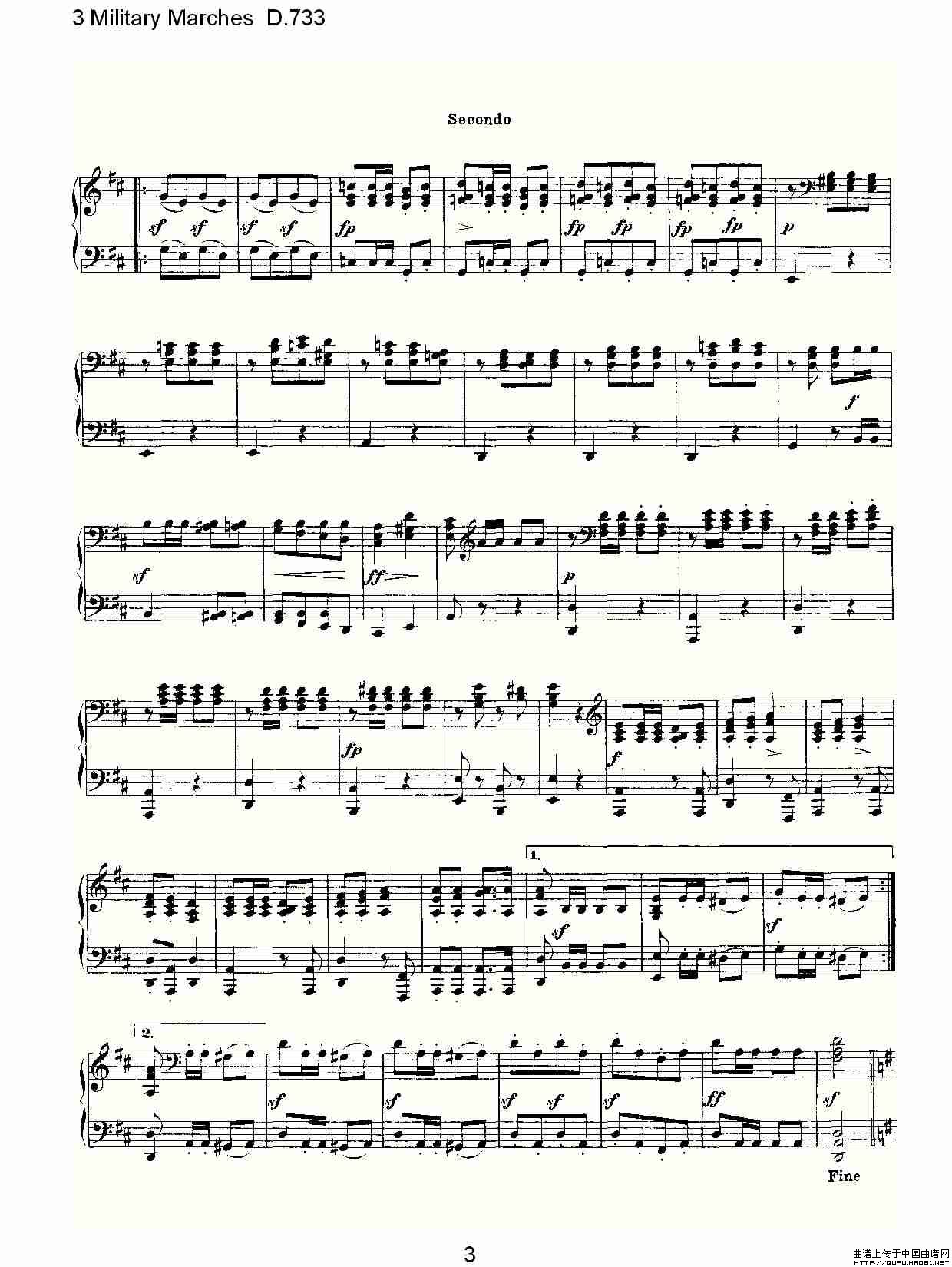 3 Military Marches D.733（3 士兵进行曲 D.733）