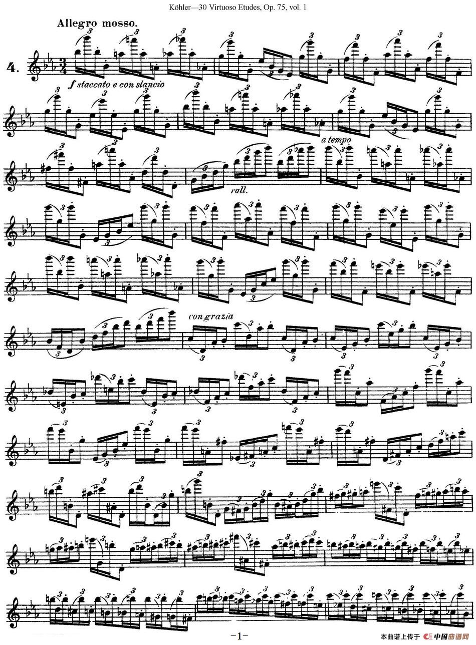 柯勒30首高级长笛练习曲作品75号（NO.4）