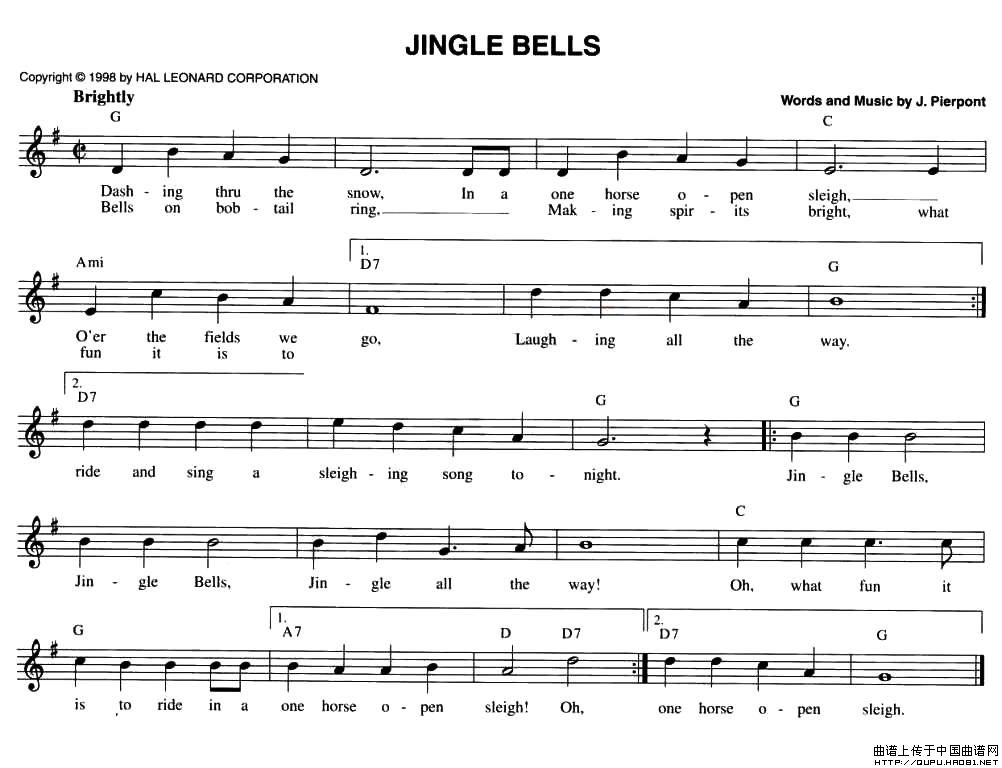 JINGLE BELLS（五线谱）