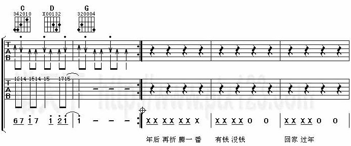 《有钱没钱回家过年》吉他谱