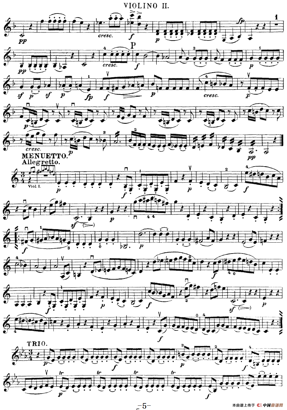 Mozart《Quartet No.19 in C Major,K.465》（Violin 2分谱）