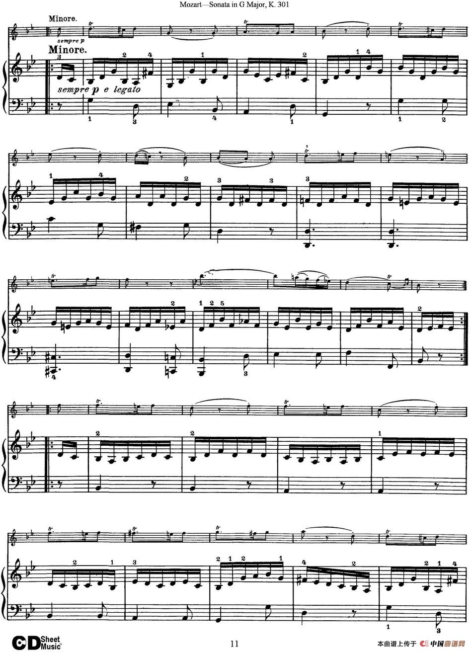 Violin Sonata in G Major K.301（小提琴+钢琴伴奏）