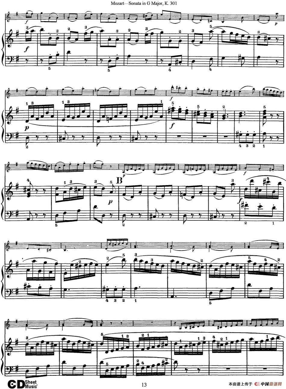 Violin Sonata in G Major K.301（小提琴+钢琴伴奏）