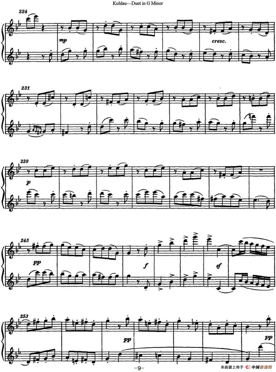 库劳g小调长笛二重奏练习曲（No.2）