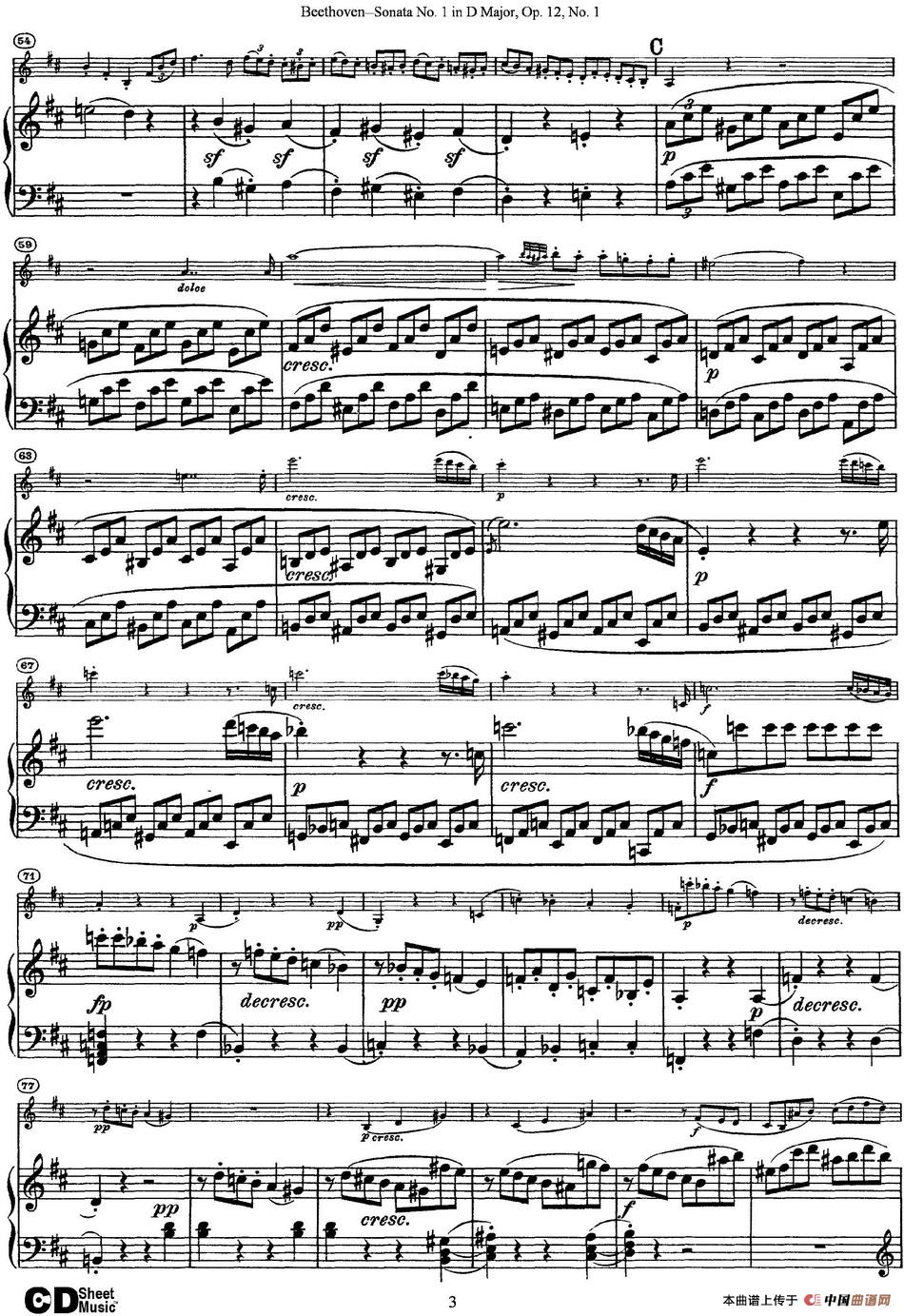 Violin Sonata No.1 in D Major Op.12 No.1（小提琴+钢琴伴奏