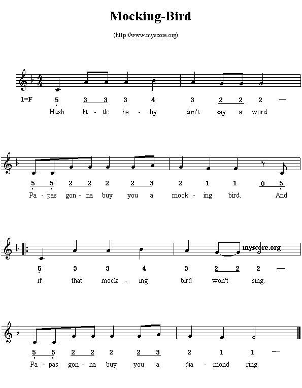 Mocking-bird简谱