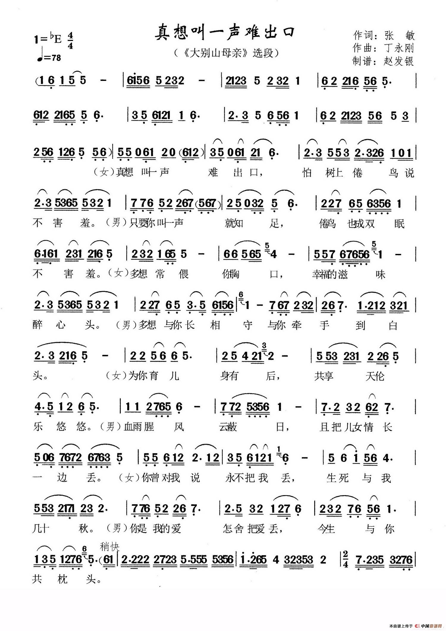 真想叫一声难开口（黄梅戏《大别山母亲》选段