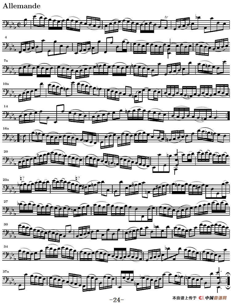 巴赫《大提琴无伴奏六首组曲》：Suite Ⅳ